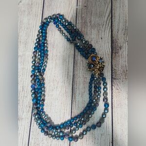 Vintage Early Unmarked Miriam Haskell Blue Beaded Necklace